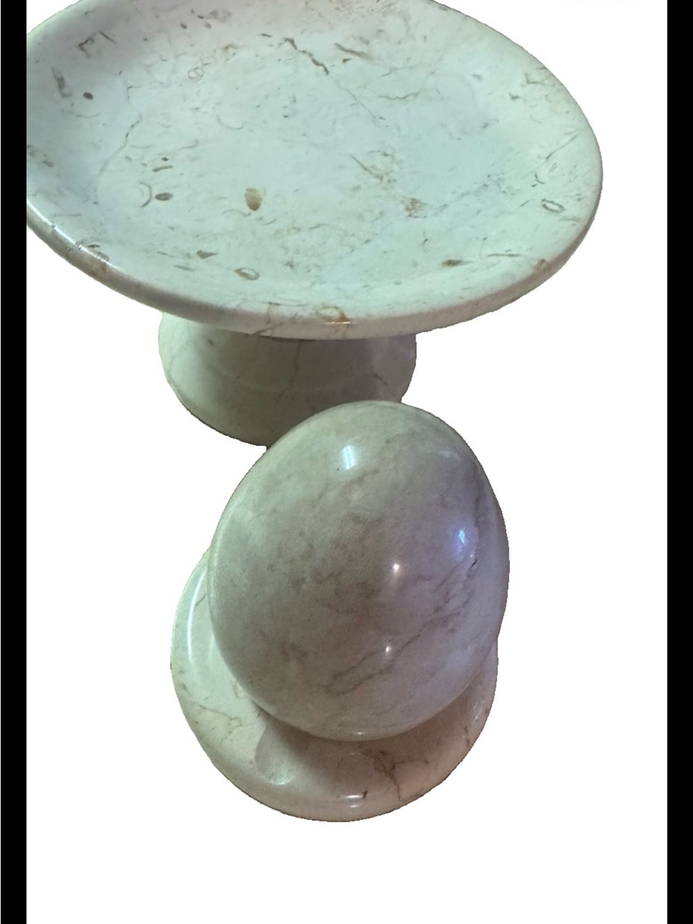 20th Century Italian Marble Tazza Centerpiece Pedestal Bowl With Marble Egg.